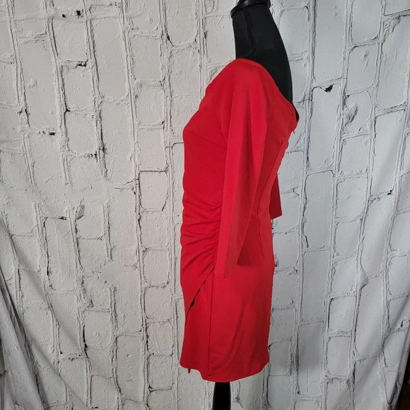 LULUS Dress Womens Medium Baby Be Mine Red Off Shoulder Bodycon Mini Cocktail - Picture 5 of 14